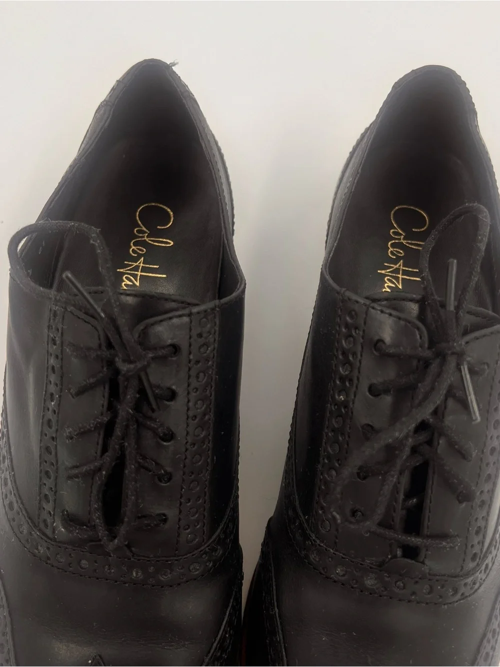 Cole Haan‎ Men’s Leather Wingtip Oxfords Black 10.5B Brogue D35722 Lace-Up